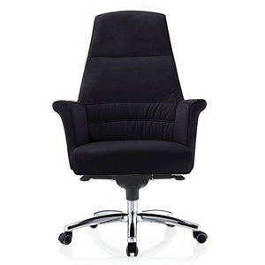 Geffen Genuine Leather Aluminum Base High Back Executive Chair - Black