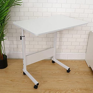 QWZYP Laptop Table Foldable Movable Bedside Desk Multifunctional Laptop Stand Lifting Side Table (Color : White)