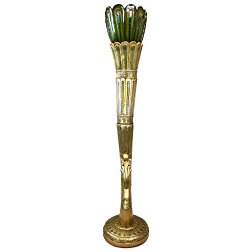 Design Toscano KY8012 Art Deco Peacock Floor Lamp Statue, 70 Inch, Faux Gold