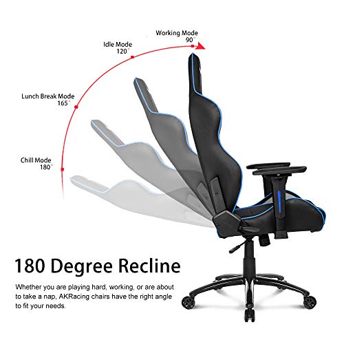 AKRacing Core Series LX Gaming Chair with High Backrest, Recliner, Swivel, Tilt, Rocker and Seat Height Adjustment Mechanisms with 5/10 Warranty - Blue