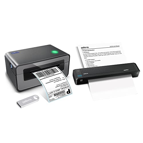 POLONO Label Printer - 150mm/s 4x6 Thermal Label Printer, POLONO MT800 Portable Printer, Support 8.5"×11" Printer Paper, Support Android, iOS, Compatible with Amazon, Ebay, Etsy, Shopify and FedEx