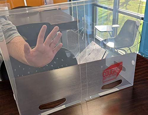 Cough Box With Punch Out Handle - Student Desktop Shield Portable - Protective Student Sneeze Guard Barrier - Foldable Desktop Sneeze Guard (40 Pack With Punch Out Handle)