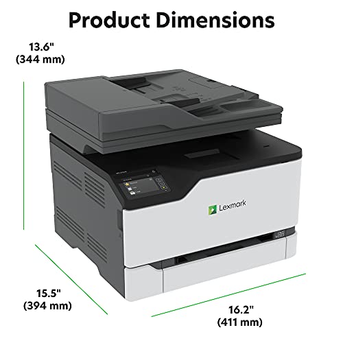Lexmark MC3426i Color Laser Multifunction Wireless Printer with Print, Copy, Scan and Cloud Fax Capabilities, Plus Full-Spectrum Security and Print Speed up to 26ppm (40N9650), White, Small