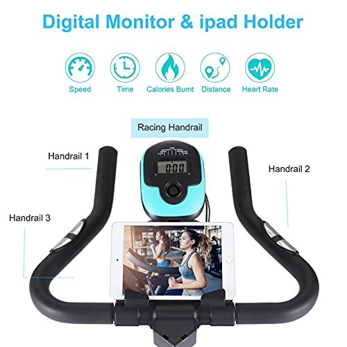 Exercise Bike, Stationary Bikes, Fitness Bike with Tablet Holder, LCD Monitor and Comfortable Seat Cushion, Quiet Indoor Cycling Bikes, 35lb Flywheel, 300lb Capacity