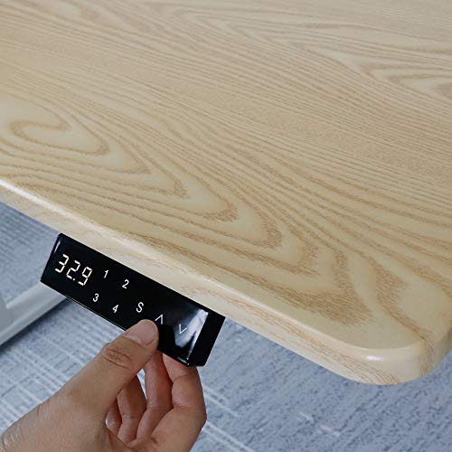 UNICOO - Electric Height Adjustable Standing Desk, Standing Workstation Home Office Sit Stand Up Desk with 4 Pre-Set Memory Display Controller (Light Oak Top/White Legs-Electric-KT1001)