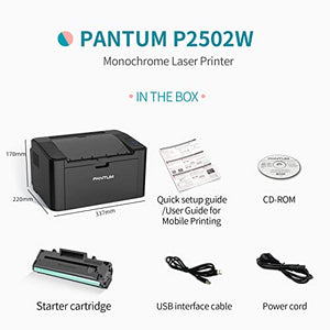 Wireless Small Laser Printer Black and White Monochrome Laser Printer for Home Use with Mobile Printing and School Student, Pantum P2502W with PB-211 Toner