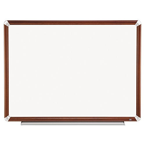 3M Porcelain Dry Erase Board, 96 x 48-Inches, Full Mahogany-Finish Frame