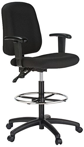 Harwick Ergonomic Contoured Drafting Chair With Arms - Black