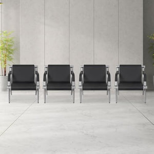 Kinsunny Reception Chairs Set of 4 - PU Leather Airport Guest Chairs with Arms, Black