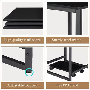 GetNature U-Shaped Computer Desk, Industrial Corner Writing Desk with CPU Stand, Gaming Table Workstation Desk for Home Office