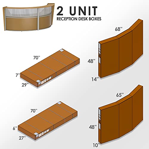 Linea Italia Curved Office Reception Desk Counter, 2 Panel, 124" x 49", Maple