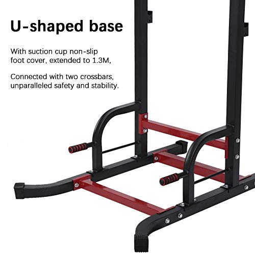 Pull Up Bar, Steel Horizontal Power Tower Dip Station Easy to Install Height Adjustable Indoor Exercise Strength Domestic Pull‑up Trainer for Home Gym Strength Training Workout Equipment