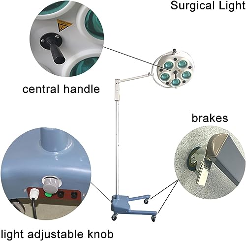 ZGOOD Floor-Standing Shadowless Operating Lamp Surgical Mobile Examination Light - Halogen Bulbs