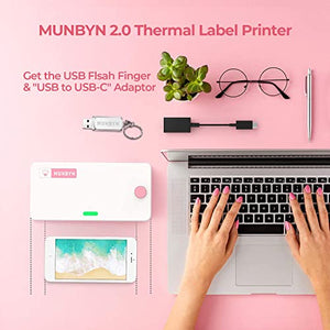 MUNBYN [Upgraded 2.0] Thermal Label Printer 4×6 Direct Label Printer for Shipping Packages, MUNBYN Thermal Direct Shipping Label (Pack of 500 4x6 Fan-Fold Labels), 11lb Digital Shipping Scale