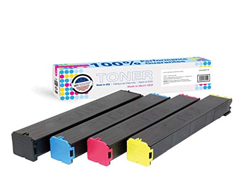 MADE IN USA TONER Compatible Replacement for Sharp MX2651, MX3051, MX3061, MX3071, MX3551, MX3561, MX3571, MX4051, MX4061, MX-61NTBA,MX-61NTCA,MX-61NTMA,MX-61NTYA (Black,Cyan,Yellow,Magenta, 4 Pack)