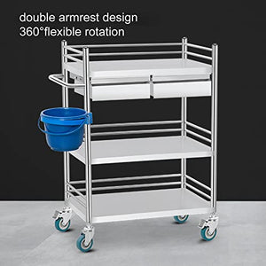 TILFI Stainless Steel 3-Tier Utility Rolling Cart with Drawer and Handle