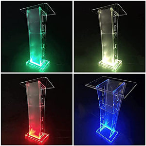 None Transparent LED Lectern Podium Stand with Remote Control - Church School Hotel Podium