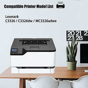 5 Pack (2BK+1C+1Y+1M) Compatible C331HK0 C331HC0 C331HM0 C331HY0 Toner Cartridge Replacement for Lexmark C3326 C3326dw MC3326adwe Printer Ink Cartridge.