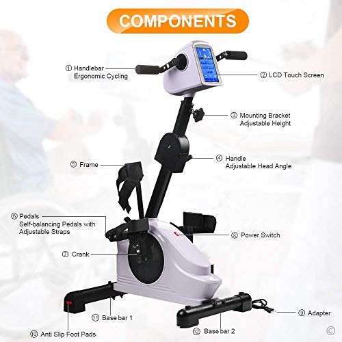 Electronic Physical Therapy Rehab Bike Trainer Exerciser Cycle Arm Leg Pedal Exerciser Bike Health Recovery Pedal Exerciser with 7 inch Display Touchscreen for Handicap, Disabled and Stroke Survivor