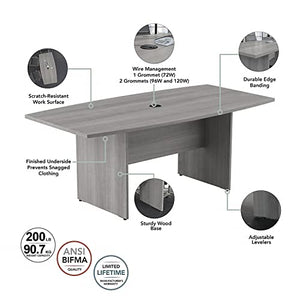 Bush Business Furniture Boat Shaped Conference Table - 6 FT Platinum Gray Table for Office Boardrooms