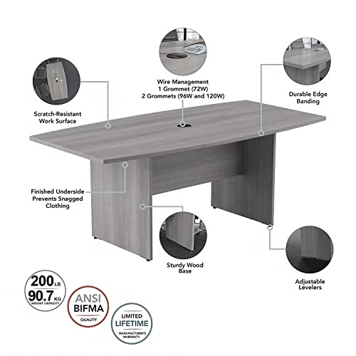 Bush Business Furniture Boat Shaped Conference Table - 6 FT Platinum Gray Table for Office Boardrooms