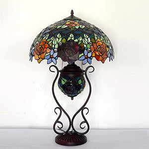 MaGiLL 18" Stained Glass Desk Lamp - Handmade Art Lamp for Living Room and Bedroom