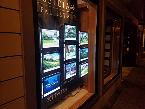 A4 Double Side Window Display Real Estate -Led Window Sign Acrylic Menu Light Box Sign for Office Restaurant Store Backlit Advertising Display(3 pcs/series)