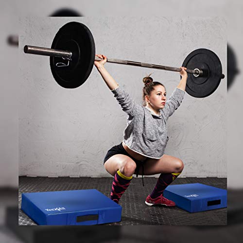 Yes4All Silencer Drop Pads/Weightlifting Drop Pads with PVC Cover & Easy Carry Handles – Sold in Pairs (Weight: 40lb Pair / 20lb Single), Blue
