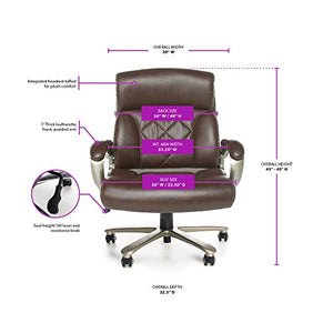 OFM Avenger Series Big and Tall Leather Executive Chair - Brown Leather Computer Chair with Arms (812-LX)