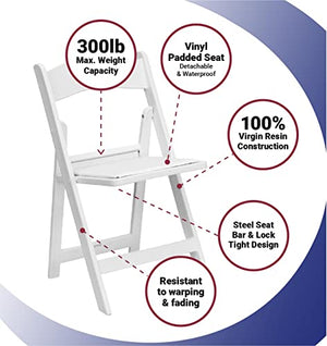 TentandTable White Resin Stackable Folding Chairs | 64 Pack | Heavy Duty | 300-Pound Capacity