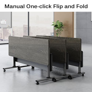 FQWYNMZ Foldable Meeting Table Set with Lockable Wheels