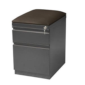 Hirsh 2 Drawer Mobile File Cabinet with Seat in Charcoal