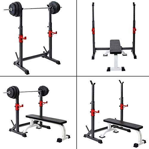 Byakns Household Squat Rack Squat Stands Bench Press Stand Height-Adjustable Weight Lifting Rack Portable Strength Training Equipment 200kg Max Load