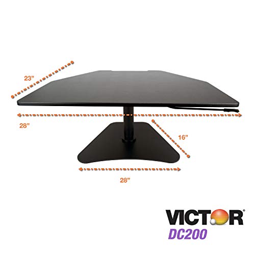 Victor DC200 Adjustable Standing Desk Converter, Transforms Any Sit Down Desk Into A Stand Up Desk, Does Not Lower to Sitting Position, Black