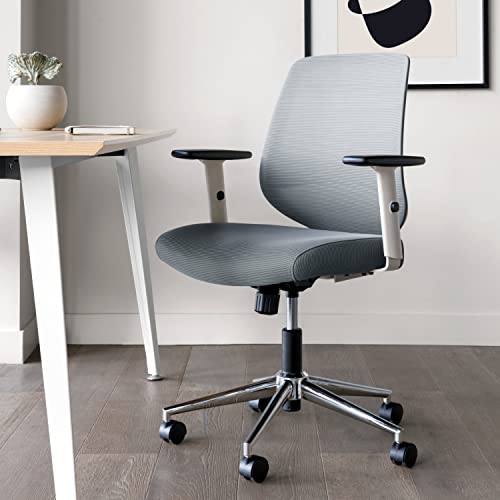 Branch Daily Chair - Sustainable Mesh Office Chair with Swivel, Lumbar Rest, Adjustable Armrests - Slate-White