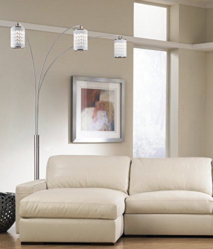 NOVA of California 2311078 Flora Contemporary Three Light Arched Floor Lamp, Metal with Weathered Brass Finish and Dimmer Switch, Modern Over The Sofa Living Room Light
