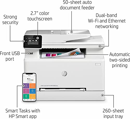 HP Color Laserjet Pro MFP M283 cdw All-in-One Printer - Wireless, White, 22 ppm, 600 x 600 dpi