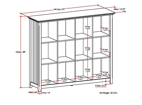 Simpli Home AXWELL3-015 Acadian Solid Wood 48 inch x 57 inch Rustic 12 Cube Storage in Tobacco Brown