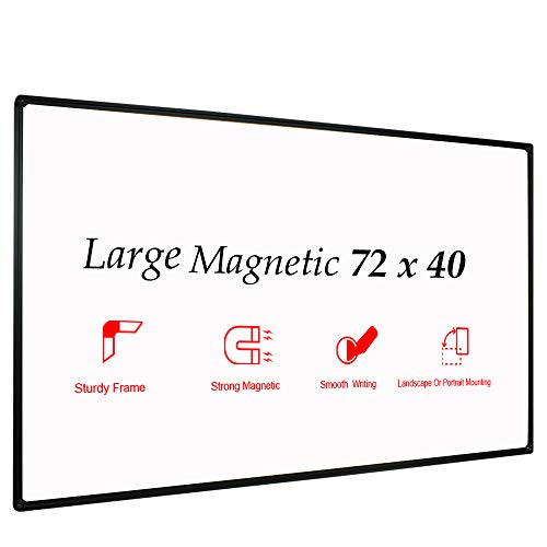 JILoffice Large Magnetic White Board, Dry Erase Board 72 x 40 Inch, Black Aluminum Frame with Detachable Marker Tray, Wall Mounted Board for Office Home and School