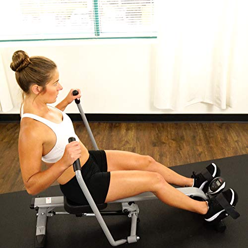 Sunny Health & Fitness SF-RW5639 Full Motion Rowing Machine Rower w/ 350 lb Weight Capacity and LCD Monitor