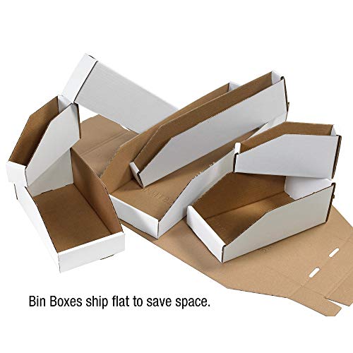 Partners Brand PBINMT1224 Open Top Bin Boxes, 12" x 24" x 4-1/2", Oyster White (Pack of 50)