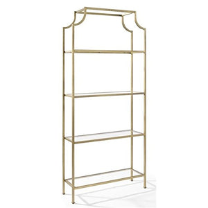 Pemberly Row Glass Bookcase in Antique Gold