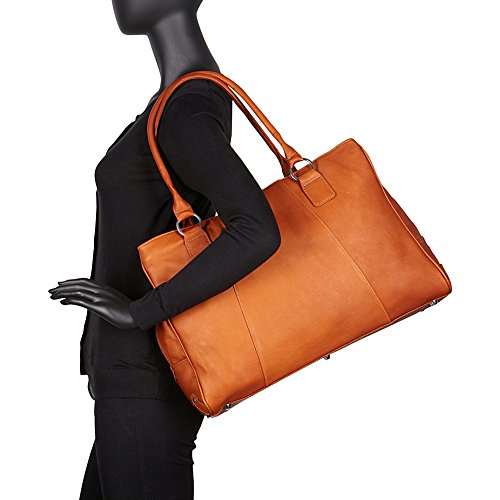 Piel Leather Laptop Travel Tote, Chocolate