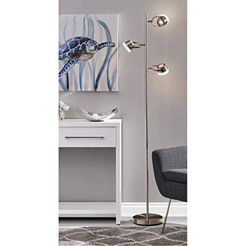 Adesso 2104-22 Nitro LED Tree Lamp, 63.25 in, 3 x 6W LED, Brushed Steel, 1 Floor Lamp