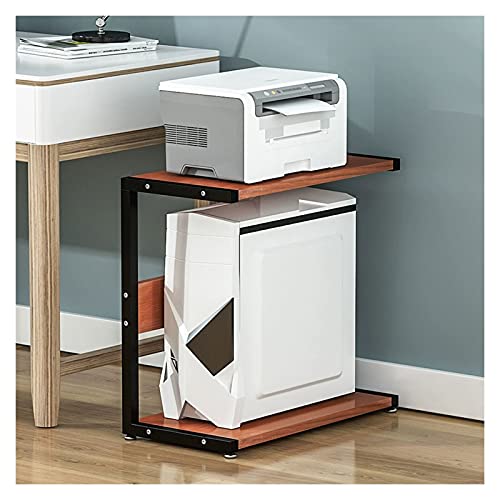 JKXWX CPU Stand CPU Stand，2-Tier Desktop Floor Stand，PC Holder Tower Holder Floor Stand，Printer Storage Rack Desk Side Frame，Four Models Colors PC Stand (Color : Black+Brown, Size : Large)