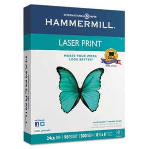 Laser Print Office Paper, 98 Brightness, 24lb, 8-1/2 x 11, White, 500 Sheets/Rm, Total 10 RM, Sold as 1 Carton