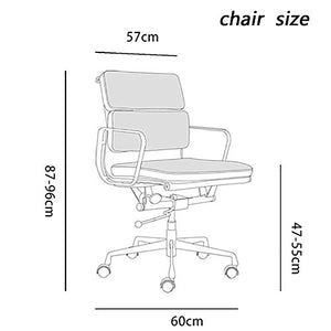 None Ergonomic Pu Leather Mid-Back Office Desk Chair with Armrest - White