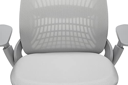 Allsteel Mimeo Mesh Office Chair with Lumbar Support, Adjustable Arms, Activated Recline, 300lb Max Weight - Light Gray Loft