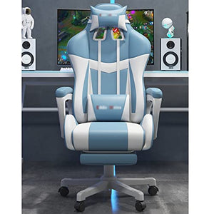 inBEKEA Home Conference Room Computer Gaming Chair with Footrest - Blue, Size: 64 * 64*(119~129) cm