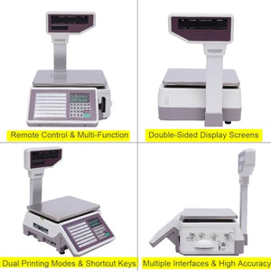 HaroldDol Commercial Digital Price Computing Scale with Thermal Label Printer - 66lbs Capacity